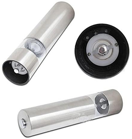 MAGICLULU Edelstahl Elektrische Pfeffermühle Und Salzmühle Mit Einstellbarem Keramikkern Für Küche Und Feierlichkeiten Einfach Zu Bedienen Leicht Zu Reinigen Und Nachzufüllen Inkl
