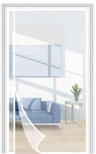 Zanzariera magnetica per zanzariera, porta con zanzariera, chiusura in tape a telaio completo per porte in legno, ferro, alluminio,-Bianco-130x260 cm