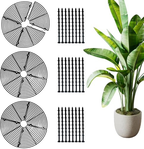 KLYNGTSK 3 PCS Protectores de Suelo para Macetas con 24 pernos Rejilla Protectora para Macetas de Plantas Cubierta Protectora para Macetas Protectores de Cubierta de Suelo para Macetas para Niños Gato