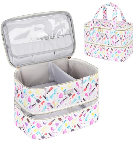 Aufbewahrungsbox für Nagellack, doppelte Schicht, Aufbewahrungstasche für Nagellack und UV-Lampe, für 40 Flaschen, 15 ml