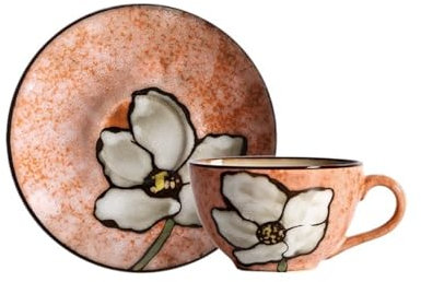 YMYGCC Servicio De Tazas De Café con Plato Taza de café Juego de té Taza de té y platillo Juego de té de la Tarde Taza de cerámica con platillo 550 (Color : Pink Model GC 352, Size : 201 300ml)