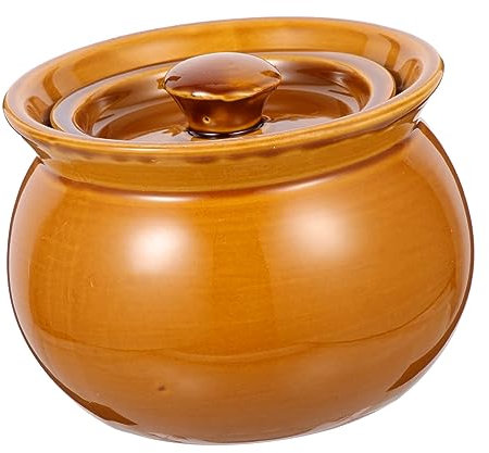 ANSNOW Topf Dampfschale Ton Kochtopf Suppe Kochgeschirr Keramik Suppentopf Dampfgarer Zum Kochen Ofensichere Suppenschüsseln Keramik Kochgeschirr Mit Deckel Maistopf Keramik Steintopf Haushalt/Braun