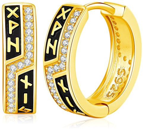 Wikinger Ohrringe für Herren Frauen, 925 Sterling Silber Nordische Wikinger Ohrringe Viking Rune Ohrschmuck Schmuck Weihnachts Geschenke für Herren Damen