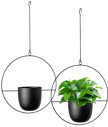 maxant Macetas colgantes para colgar macetas, 2 piezas de metal colgante, maceta colgante de techo negro, maceta colgante, para interior y exterior, decoración para el hogar, la oficina