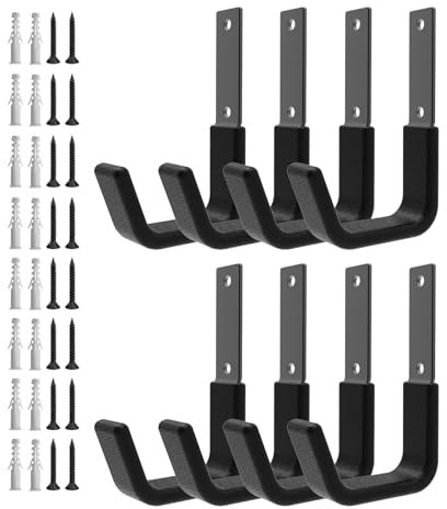 Juformin Robuste Haken für Garage, Aufbewahrung, Utility-Haken, Wandhalterung, Garagenhaken, strapazierfähig, Garagen-Wandhaken, Leiterhaken, Laubgebläse-Aufhänger (8 kleine)