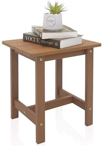 juserox Adirondack, tavolino da esterno, piccolo tavolo da patio, in plastica, tavolino in HDPE per piscina, balcone, veranda, terrazza, cortile, uso interno o esterno, teak
