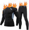 FORVEVO Thermounterwäsche Herren, Thermo Funktionswäsche Set Männer, Winter Skiunterwäsche Herren mit Innenfleece, Weich Warme Unterwäsche, Atmungsaktiv Thermounterhemd Thermounterhose(Schwarz,M)