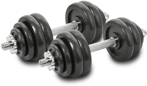 Sevico Hantelset aus Gusseisen, verstellbar, Hantel Set 2er Kurzhantelset 2 x 15kg Hantelstangen Gewichtsset mit Verbindungsstange für Männer und Frauen, Fitnesstraining, Gewichtheben für Zuhause