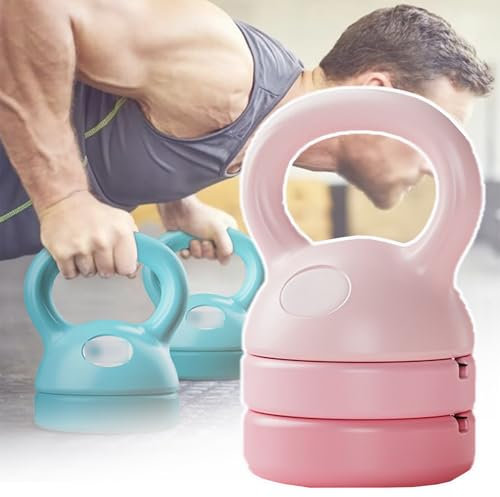 QIeAny Kettlebell Aus Gusseisen, Verstellbare Kettlebells (5/8/9/12 Lbs), Rundumversiegelung/auslaufsicher, Leicht Zu Zerlegen Und Zusammenzubauen, HDPE/stoßfest/Kratzfest,Pink