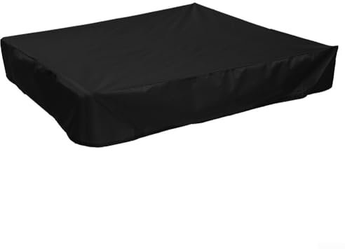 Quadratische Sandkastenabdeckung, mehrere Größen, quadratische Schutzhülle, staubdicht, wasserdicht, für Sand und Spielzeug, Sandkasten-Pool (schwarz, 180 x 180 cm)
