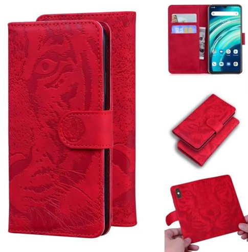 Lederhülle für Samsung Galaxy A06 Flip Hülle Wallet Case, Samsung Galaxy A06 Tiger Handyhülle PU Leder Tasche Case Kartensteckplätzen Schutzhülle Kompatibel mit Samsung Galaxy A06 rot