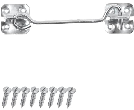 Keypak 150mm Wire Cabin Hook, Zinc Gate & Window Security Latch & Lock | Traditional Style Door & Garden Hardware, Hook and Eye with fixings included
