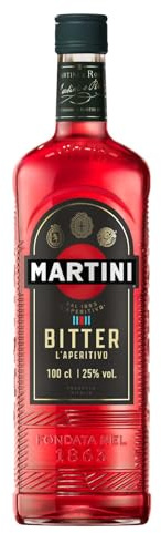 MARTINI Bitter Aperitivo, 25% ABV, 100cl / 1L, Infuso con Erbe Aromatiche Selezionate a Mano