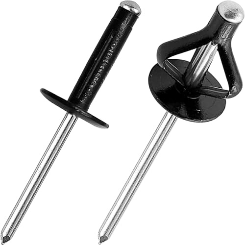 Rivetti ciechi in alluminio ad espansione tripla - Assortimento di rivetti bulbo per plastica o materiali morbidi (semi-nero, Ø4,8 x 18 x 16 mm - 50 pezzi)