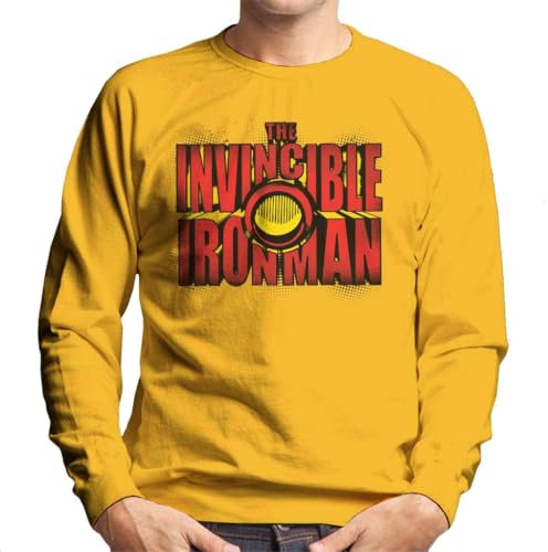 All+Every Marvel The Invincible Iron Man Chest Piece Text Men's Sweatshirt Gold