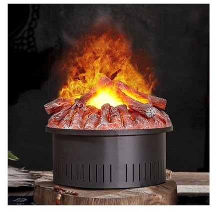 XXAD553TY Fireplace 17.7 Round Atomizing Fireplace with Remote Control, 3D Flame Simulation Charcoal Decorative Electric Fireplace Insert Electric Fireplace