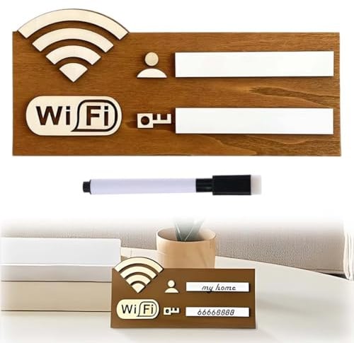 Etiqueta de contraseña WiFi de madera, señal de red inalámbrica para colgar en la pared, duradera para hogares, oficinas, restaurantes y hoteles.