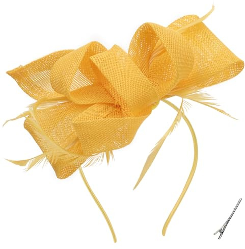 ETOFETE Fascinator Damen Kopfschmuck Haarreif Fasching Karneval Champagne Bow Victoria Vintage Kostümhut 1920er 50er Feder Teeparty Hüte Frauen Mädchen Maskenball Kostüm Party Kopfbedeckung