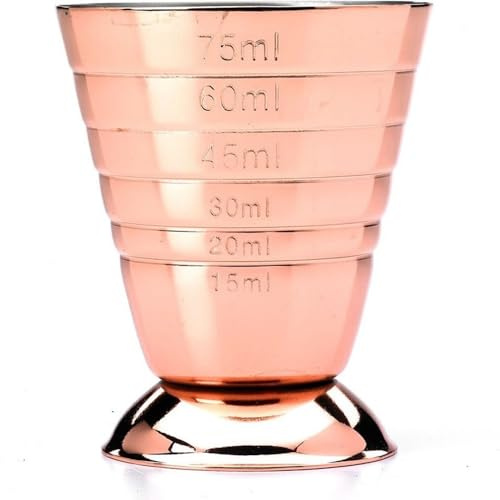 Messbecher mit mehreren Ebenen, kupferfarben, 75 ml, Dosierung in Milliliter, Unze und Tablespoon, ML/OZ/TBSP, Bar-Jigger, multifunktional, Barkeeper & Mixologie
