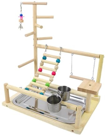 Fzaqwen Area Giochi per Pappagalli, Giocattoli per Uccelli, Trespolo, Struttura per Arrampicarsi