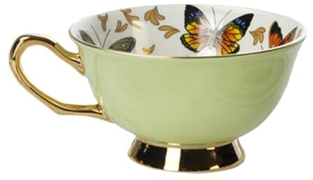 Set de Tasses et Soucoupes, Kaffeetasse-Sets Bunte Schmetterlings-Keramik-Tee-Schalen Untertassen Büro Teetasse Porzellan-Nizza Geschenk(Style C)