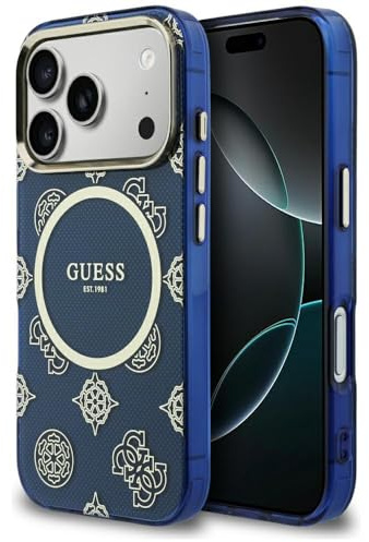 CG MOBILE Guess IML Peony Dot kompatibel mit MagSafe-Hülle für iPhone 17 Pro (Blau)