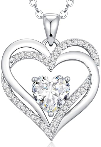 CDE Kette Damen Herzkette 925 Sterling Silber Geburtsstein Halsketten Schmuck Herz Anhänger Weihnachten Valentinstag Muttertags Geschenk Hochzeit Jubiläum Geburtstag Frau Freundin Mama
