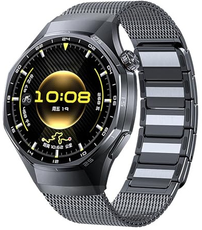 Wigento Edelstahl Armband für Huawei Watch GT 6 Pro, Magnetverschluss, verstellbar, atmungsaktiv, Metall Uhrenarmband (Grau-Titan)