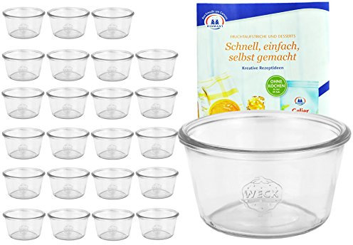 MamboCat 24er Set Weck Gläser 370ml 1/4 Liter Sturzgläser inkl. Gelierzauber Rezeptheft von Diamantzucker I Original Weck Sturzglas ohne Deckel Dessertglas I Einweckgläser für Kuchen Gelees UVM