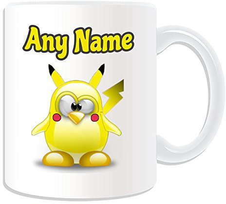 Electric-Tasse mit Pikachu-Motiv, personalisierbar, Weiß