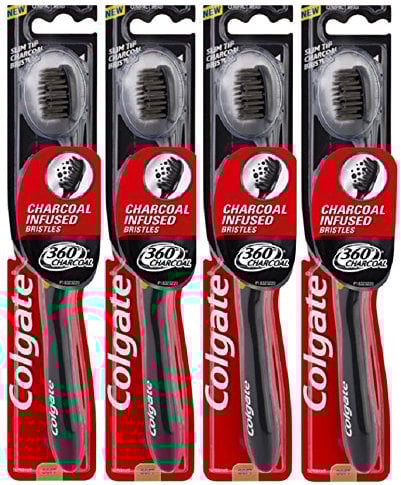 4X Colgate 360° Charcoal Infused Bristles Toothbrush - Medium