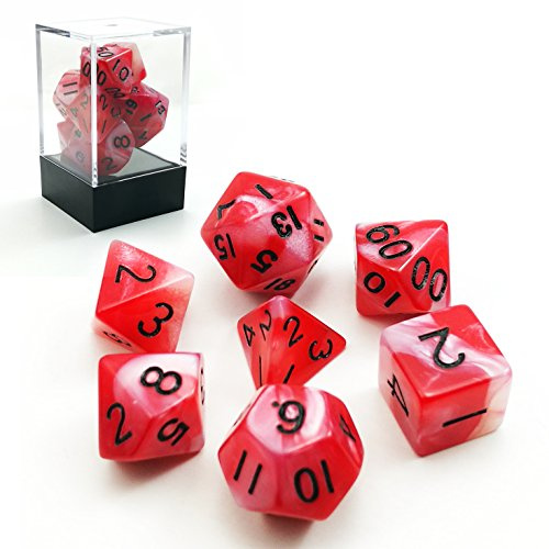 Bescon Gemini Zwei Ton Wirbelte Rot Polygonal Würfel Spielwürfel D&D Dice Set of 7 Brick Box, RPG - Rollenspiel Polyedrische Dice 7pcs Set