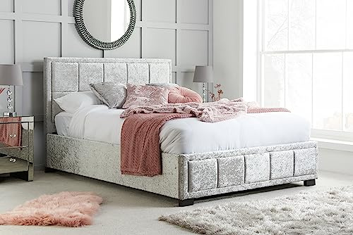 Birlea Hannover Bed Crushed Velvet - Steel, Small Double