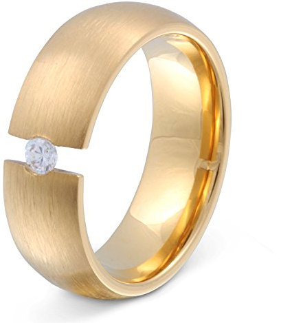 Juwelier Schönschmied - Damen Partnerring Ehering Hochzeitsring Goldfin Edelstahl Zirkonia 60 (19.1) 108Dac