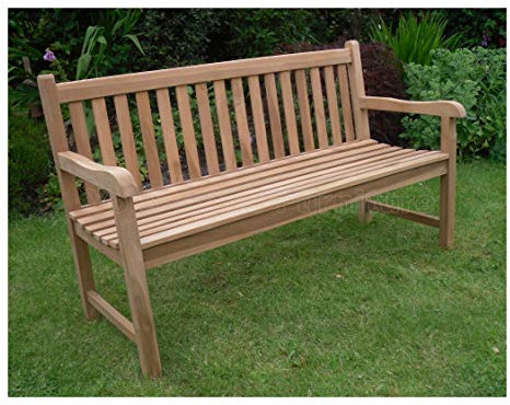 5ft 150cms Chunky Teak 3 Seat Garden Park Bench Java Garden Furniture For Your Patio 1.5m 1.5 metres