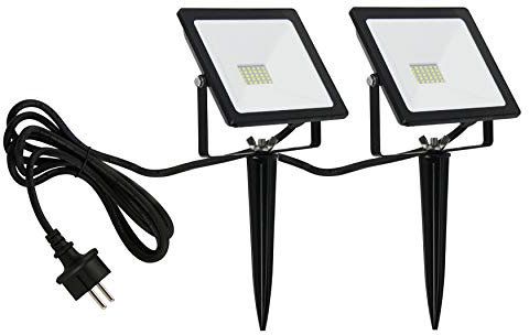 Trango 2er Pack 20 Watt IP65 LED Gartenstrahler 3081 * 2 Teichstrahler, Außenstrahler, Fluter, Flutlicht 2700K warmweiß Außenwandstrahler, Wegbeleuchtung, Strahler, Außenleuchte, Wandlampe