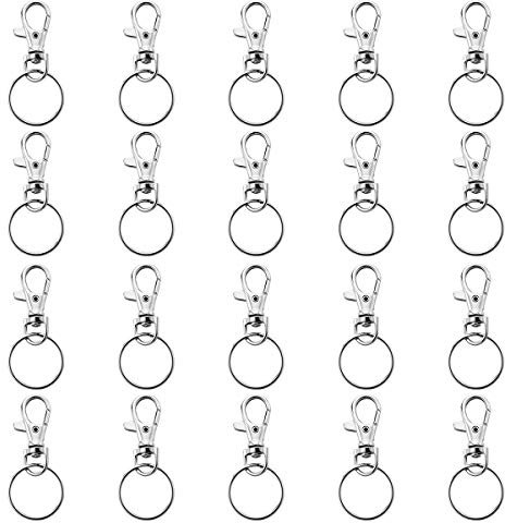 VORCOOL 20 Sätze von Swivel Karabiner Haken mit Schlüsselanhänger Schlüsselanhänger 25mm (Silber)