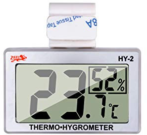 Digital Reptile Thermometer Hygrometer with Hook & Adhesive, LCD Display Temperature Humidity Gauge for Reptile Tanks, Terrariums, Bearded Dragon, Hermit Crab Accessories (-10℃~+50℃/20%-90% RH)