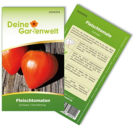 Fleischtomaten Oxheart (Ochsenherz) Samen - Solanum lycopersicum - Tomatensamen - Gemüsesamen - Saatgut für 15 Pflanzen