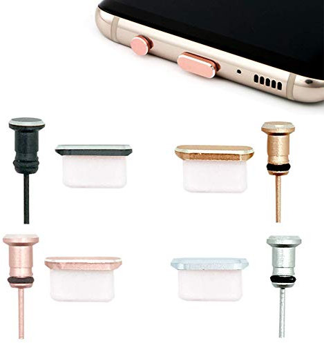4 Pack Anti-dust Plug Set Compatible with Type C Charging Port and Earphone Jack, Anti Dust Pluggy Caps for USB C Devices As Samsung Galaxy Note 8 Plus 9 S9 S9+ S10 S10+ HTC 10 U11 U11+ OnePlus 5 5T