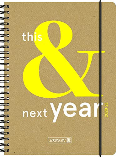 BRUNNEN 1072130131 „This&Next“, Wochenkalender/Schülerkalender 2020/2021, 2 Seiten = 1 Woche , Blattgröße 14,8 x 21 cm , A5 , Recyclingleder-Einband