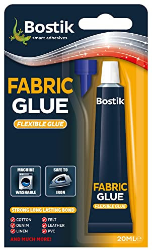 Bostik Fabric Glue, Ultra Strong and Long Lasting, Withstands Machine Washing and Ironing, 20ml