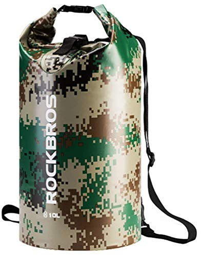 ROCKBROS Dry Bag Wasserdicht Packsack für Wassersport, Strand, Schwimmen Boot Kajak Rafting Segeln Outdoor, Schutzfärbung, 20L