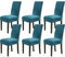 Chickwin Stuhlhussen 6er Set Samt Stuhlhussen für Schwingstühle, Esszimmerstühle Hussen Für Hochzeit, Hotel, Küche, Bankett, Partys Stretch Stuhlhussen (6er,Türkis)