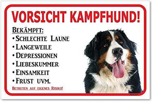 AdriLeo Schild - Vorsicht Berner Sennenhund - Kampfhund - (30x40cm) / Achtung Hund Wachhund