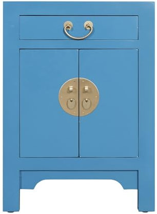 Fine Asianliving Chinesischer Nachttisch Himmelblau - Orientique Kollektion B42xT35xH60cm Chinesischer Schrank Chinesische Nachtkommode China Orientalische Möbel Chinesische Beistelltisch