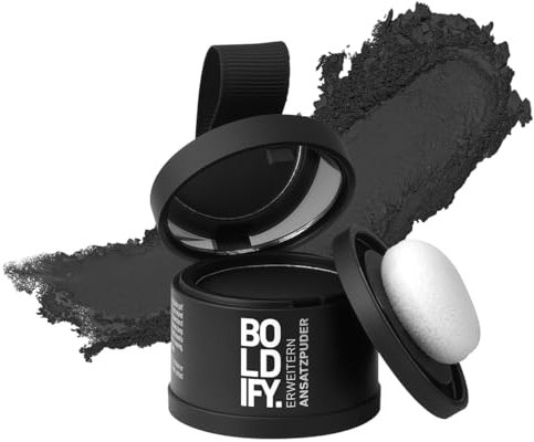 BOLDIFY Poudre de Racine pour Cheveux (Noir) - Retouche et Couverture des Cheveux Gris - Pour Homme et Femme - 4g
