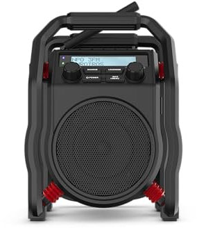 PerfectPro Baustellenradio UBOX400R, DAB+ und UKW-Empfang, Bluetooth, MP3, Radio mit AUX-Eingang, Stoßfest, Wiederaufladbar, Netzstrom und Akku, IP64, UB400R2