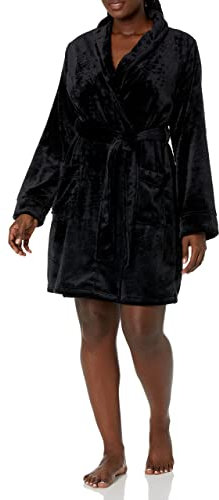 Amazon Essentials Vestaglia in Pile Ai Media Lunghezza - colori fuori produzione Donna, Nero, XL Plus