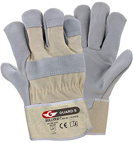 GUARD 5 - Leder Arbeitshandschuhe 3 Paar Gr. 10 / XL - robuste Bau- und Gartenhandschuhe - Rindspaltleder